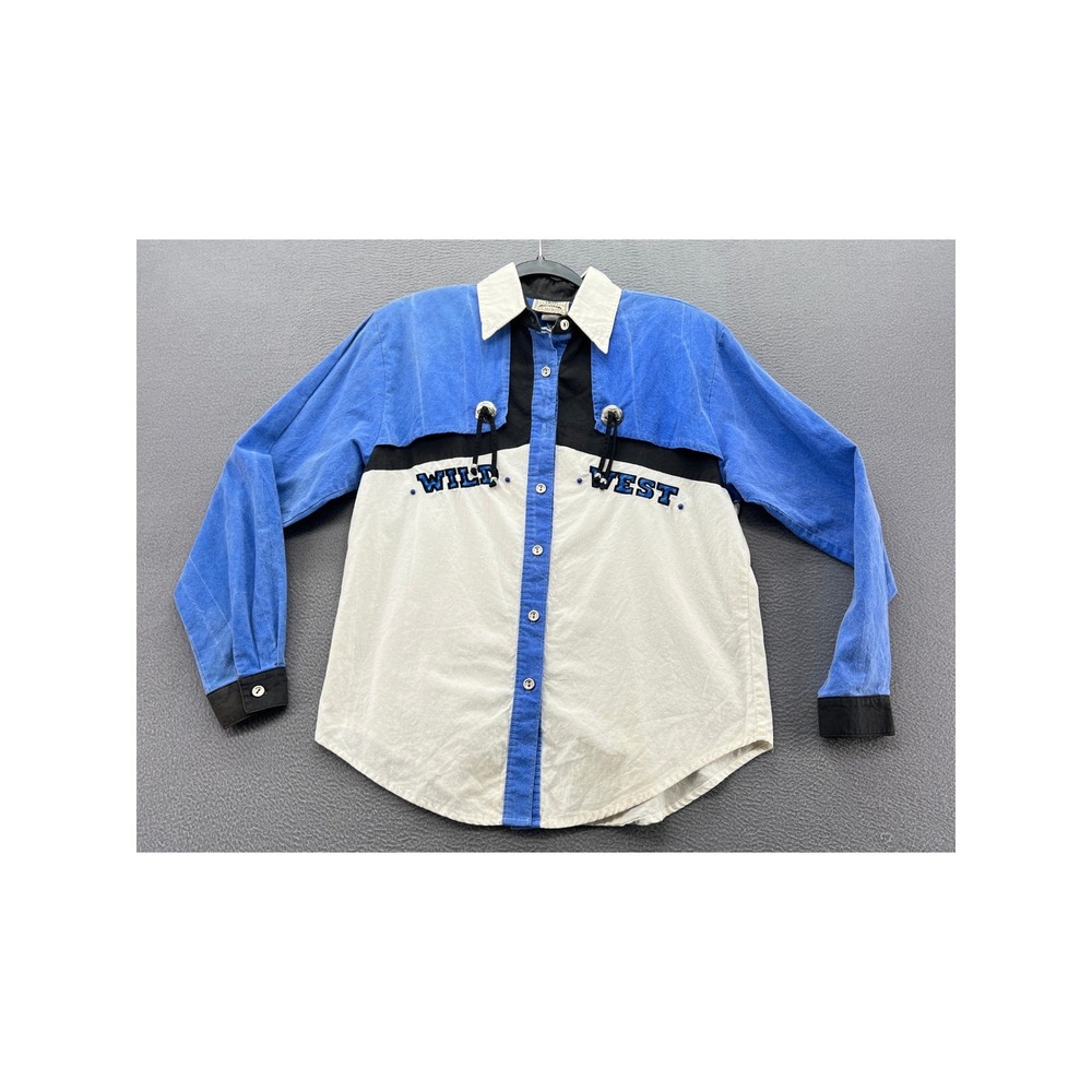 Vintage 1849 Authentic Ranchwear Shirt Wild West Western Blue White Black USA